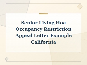 California Senior Hoa Occupancy Restriction Appeal Letter