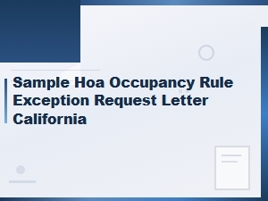 How to Request an Hoa Occupancy Exception in California